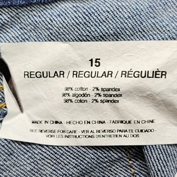 Energie Shorts Womens 15 Juniors Blue Bermuda Destructed Cut Off Hem Dark Wash - Picture 6 of 13